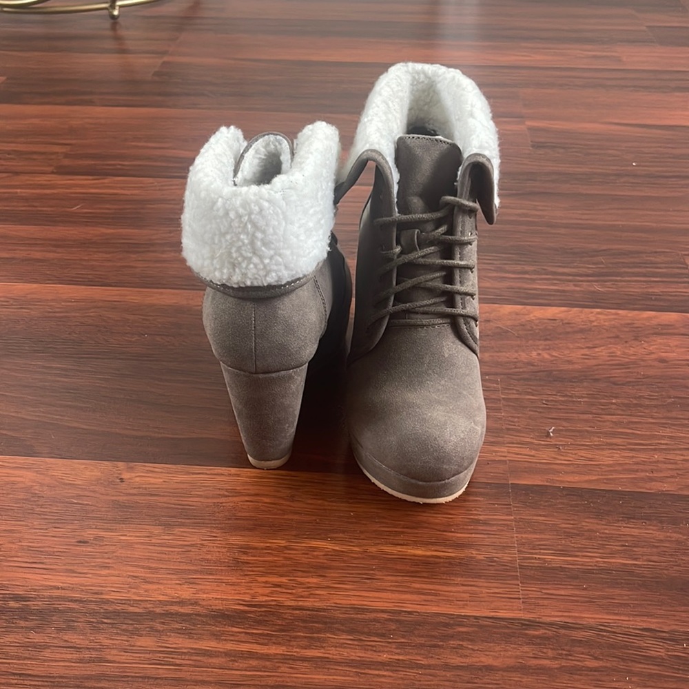 Just fab suede wedge booties